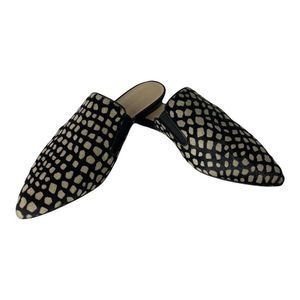 Jenni Kayne Genuine Calf Hair Mule Made in Italy in Black and Honey Giraffe NEW